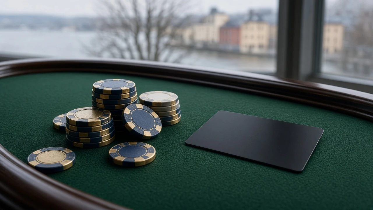 Jetonmarker och en e-plånbok på ett casinobord